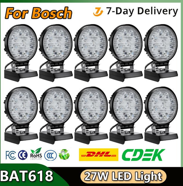 Turpow LED Arbeitsleuchte 27W für Bosch BAT618 18V Li-Ion Akku, Schwarz - Bild 1
