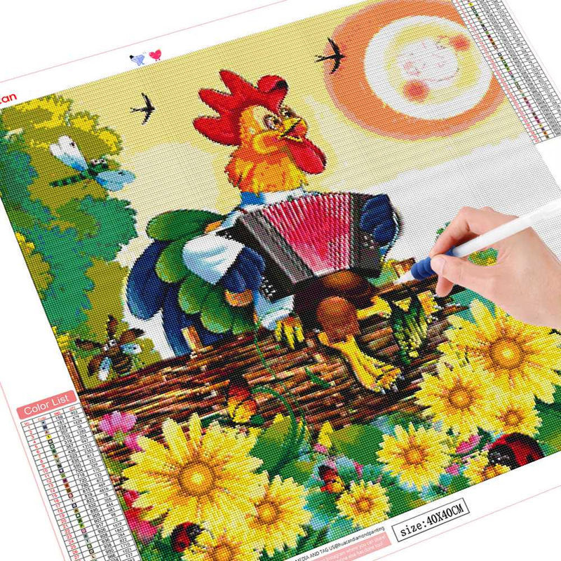 FIYO Diamond Painting Set Huhn Motiv Rund, Mehrfarbige Mosaik-Stickerei mit Strass, B/B/H: 30 x 30 x 30 cm - Bild 2