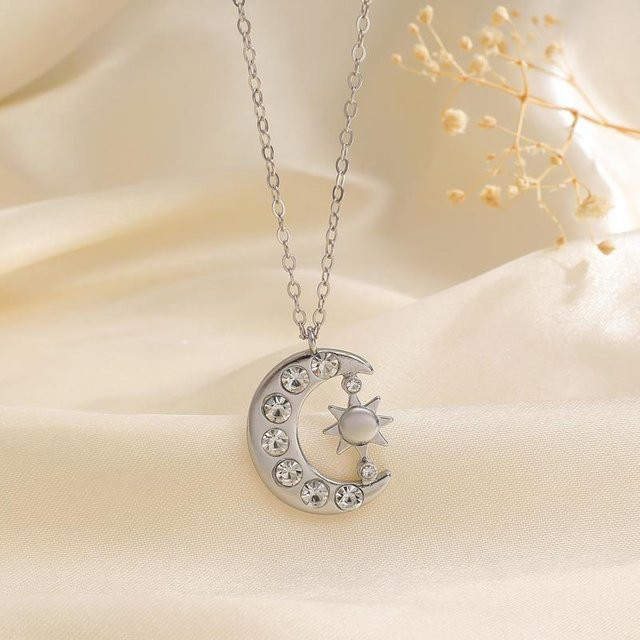 YULIN Halskette, Kupfer, Stern Mond Inlay, Kristall, Damen - Bild 1