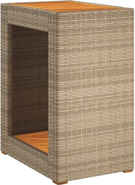 vidaXL Garten-Beistelltisch aus Poly Rattan und Akazienholz in Beige und Braun, B/T/H: 75 x 40 x 40 cm - Bild 1