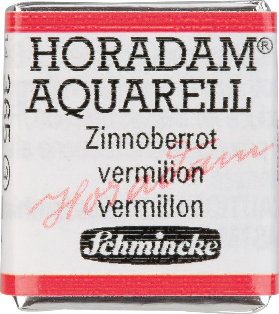Schmincke HORADAM Aquarellfarbe Zinnoberrot im 1/2 Näpfchen mit Gummi Arabicum - Bild 1