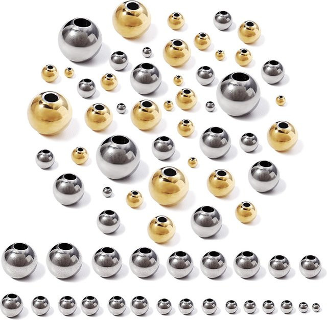 louleur Spacer Perlen Edelstahl, Silber, Unisex, 2-10 mm - Bild 1