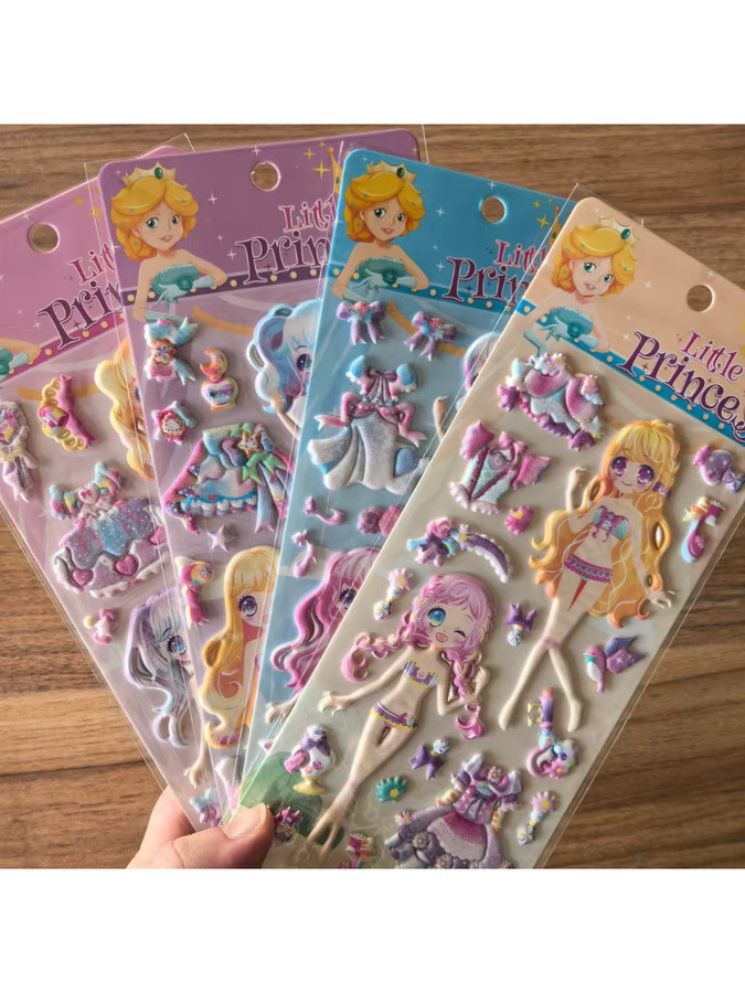 4 Bögen kleine Prinzessinnen-Aufkleber in Gold und Multicolour von Golden Memory Stickers Store für DIY-Bastelarbeiten und Dekorationen - Bild 2