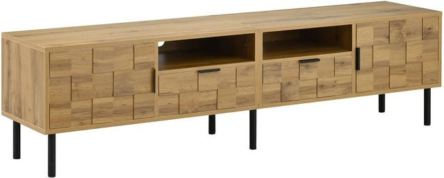 okwish TV Schrank Mosaik in Natur mit 2 Türen, 2 Schubladen und offenen Fächern, B/T/H: 160 x 35 x 42,5 cm - Bild 1