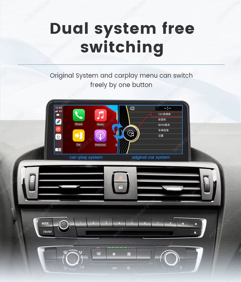 MEKEDE Wireless CarPlay und Android Auto Multimedia-Player mit Linux-System für BMW 3er Serie E90 E91 E92 E93 (2005-2012), 10,25 Zoll 2Din Autoradio mit Bluetooth und GPS, Schwarz - Bild 4