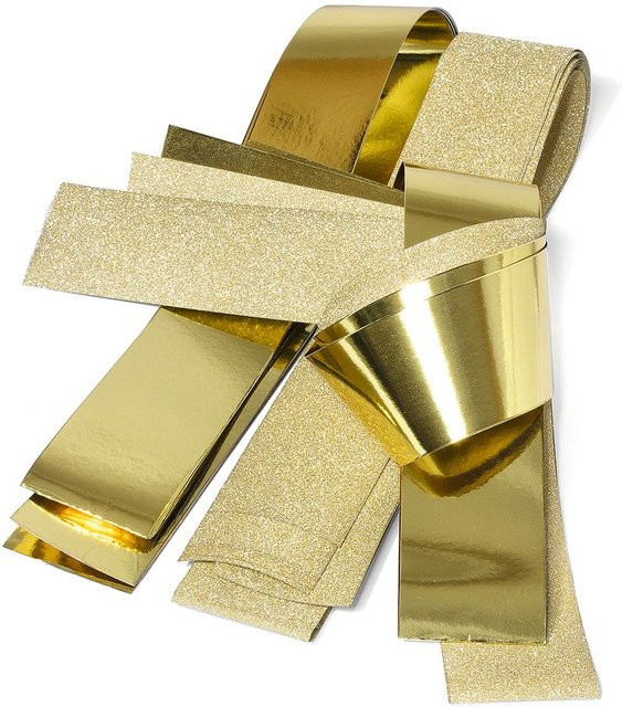 Glänzende Gold-Papierstreifen mit Glitter von Gebrüder Bertels, Breite: 5 cm - Bild 1