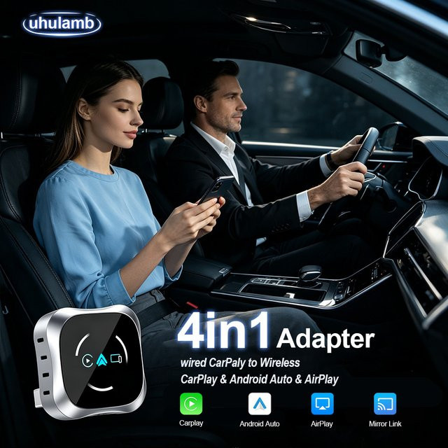 4in1 Wireless CarPlay und Android Auto Adapter von uhulamb zur kabellosen Verbindung mit Airplay und Mirrolink via Bluetooth für Golf, Polo, Toyota, Honda und Kia - Bild 1