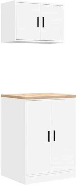 Set aus 2 vidaXL Garagenschränken aus Holzwerkstoff in Weiß - Bild 1