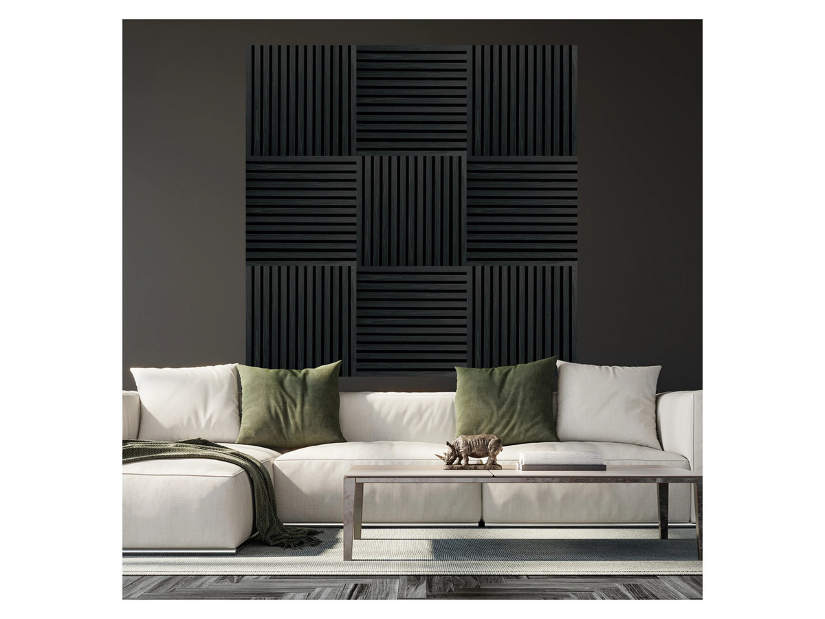 FIBROTECH Square Akustikpaneele FSC zertifiziert, 2 Stück, Black Oak, B/T/H: 52 x 52 x 2,2 cm - Bild 1