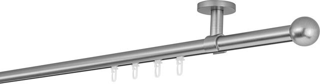 Ondeco Gardinenstange auf Maß mit Innenlauf 20mm und Gleitern, Edelstahl-Optik, Farbe: Silber, Breite: 380 cm - Bild 1