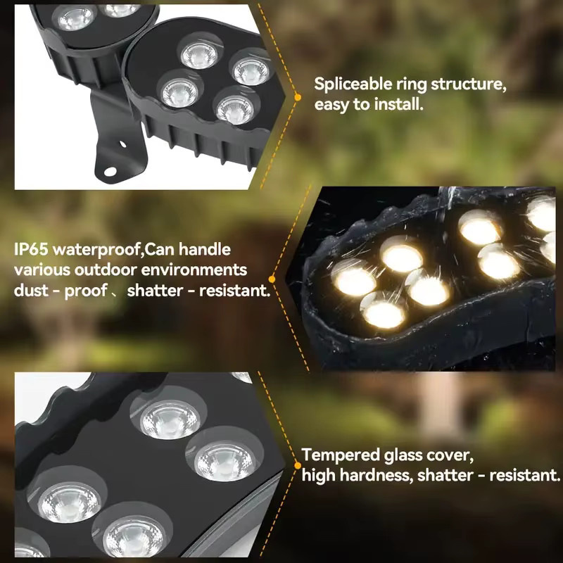 Burhui LED Baum-Umarmungsleuchte im 4er-Set, IP65 wasserdichte Garten-Dekorationsleuchten für Außenbereiche, Warmweiß, Schwarz oder Weiß - Bild 2