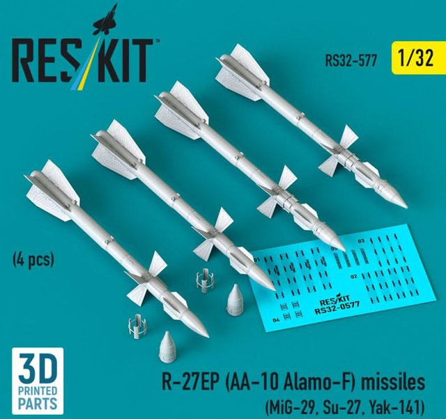 ResKit Models R-27EP (AA-10 Alamo-F) Raketen, 4-teiliges Set, 3D Printed - Bild 1