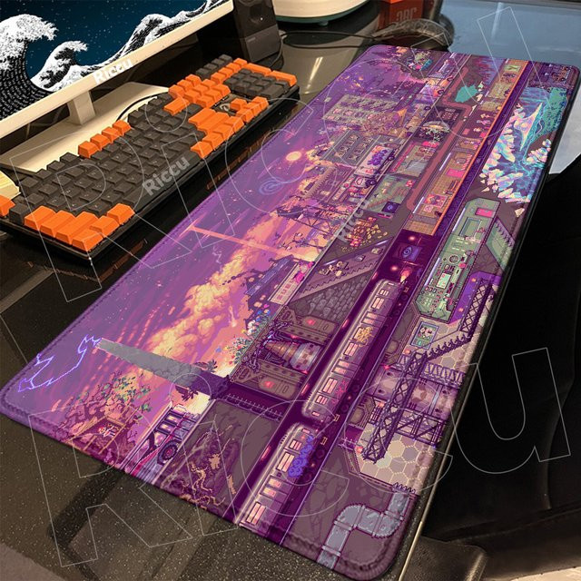 Riccu Anime Street Mauspad in Schwarz und Multicolour für Gaming und Schreibtisch - Bild 1