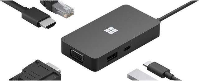 Microsoft Surface USB-C Travel Hub Dockingstation in Schwarz mit HDMI, USB-C und Ethernet/LAN - Bild 2