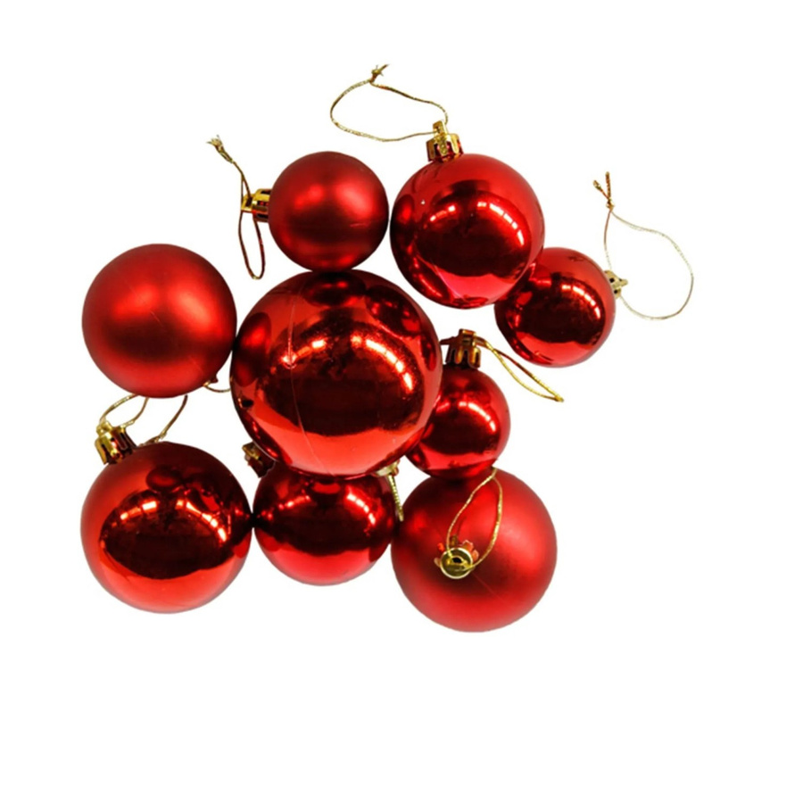 Lex Christbaumkugeln Set aus 30 Stück in Rot, runde Kunststoff-Weihnachtskugeln als Baumschmuck - Bild 2