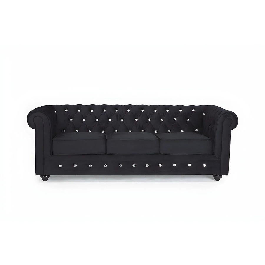 Vente-unique Chesterfield Sofa aus Samt in Schwarz mit 205 cm Breite - Bild 2