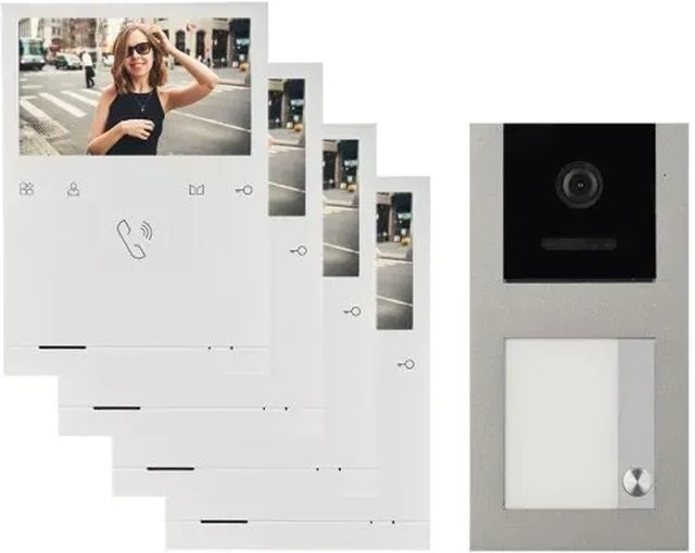 Balter Evo Quick Aufputz Video Türsprechanlage für 1 Familienhaus mit 4x 4,3 Zoll Monitoren in Grau - Bild 1