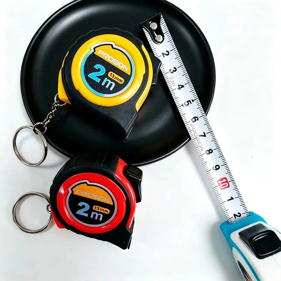 Probon Tragbares Mini-Stahlmaßband in Blau mit 2m Länge und Schlüsselanhänger - Bild 4