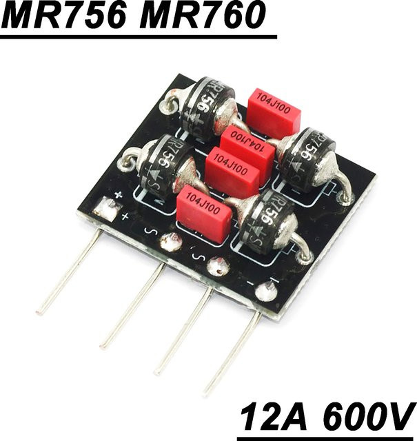 Dykbcells MR756/MR760 Hi-Speed Gleichrichterbrücke 12A 600V Fast Recovery für Hi-Fi-Audio-Netzteile D25XB60 - Bild 1