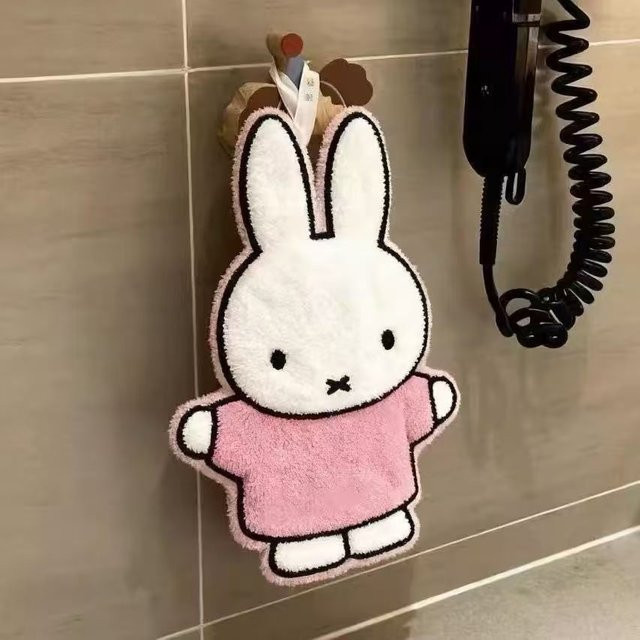 Saugfähiges Miffy Kaninchen Küchentuch mit Aufhängeschlaufe im Kawaii Korallen-Design - Bild 1
