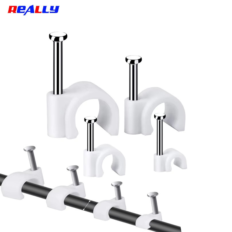Set aus 400 runden Kabelclips in Weiß für Kabelmanagement von RG6, CAT6 und RJ45 mit Durchmessern von 4mm, 6mm, 8mm und 10mm - Bild 2