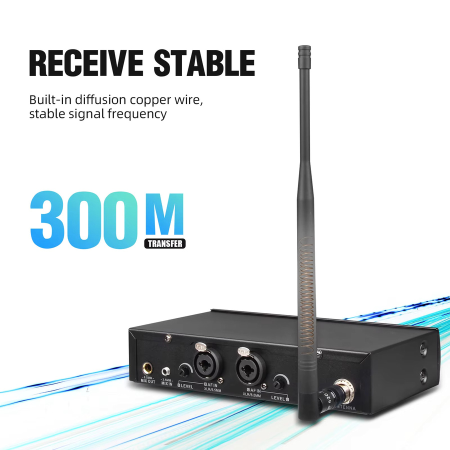 ER-102 Professionelles drahtloses In-Ear-Monitor-System mit Bluetooth 5.0 und UHF in Schwarz - Bild 2