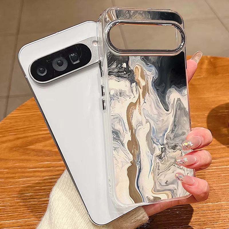 Stoßfeste TPU Handyhülle mit Marmor-Print für Google Pixel 10 9 Pro XL 8 7 Pro in Transparent/Multicolour - Bild 2