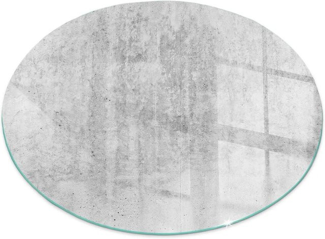 Tulup Runde Glasplatte für Kamin und Öfen in Grau mit Rohbetonstruktur Durchmesser: 60 cm - Bild 1