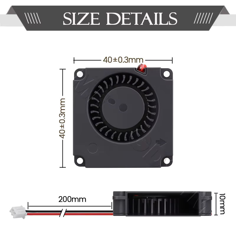 Gdstime 4010 Mini-Kühllüfter USB 2PIN bürstenlos für 3D-Drucker und PC, Schwarz, B/T/H: 40 x 40 x 10 mm - Bild 5