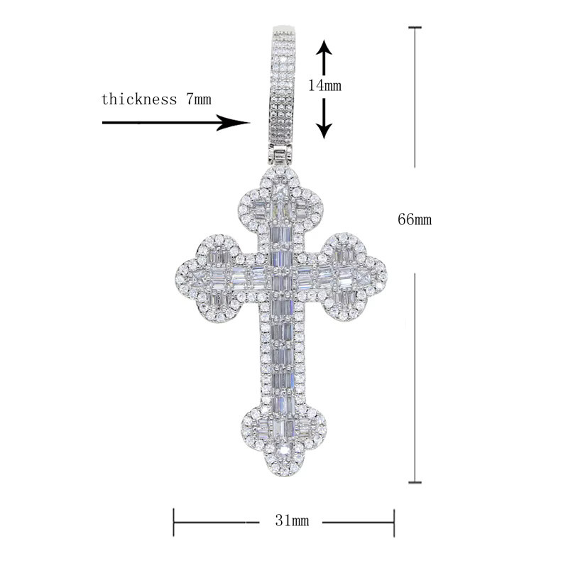 Halskette Kreuz, Silber Farbe, Zirkonia, Unisex - Bild 2