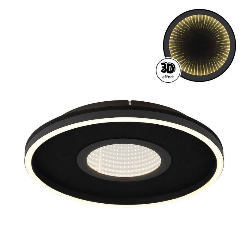 GLOBO LED Deckenleuchte modern in Mattschwarz mit Opal Glas aus Aluminium, Durchmesser: 39,7 cm, Höhe: 6,3 cm - Bild 2