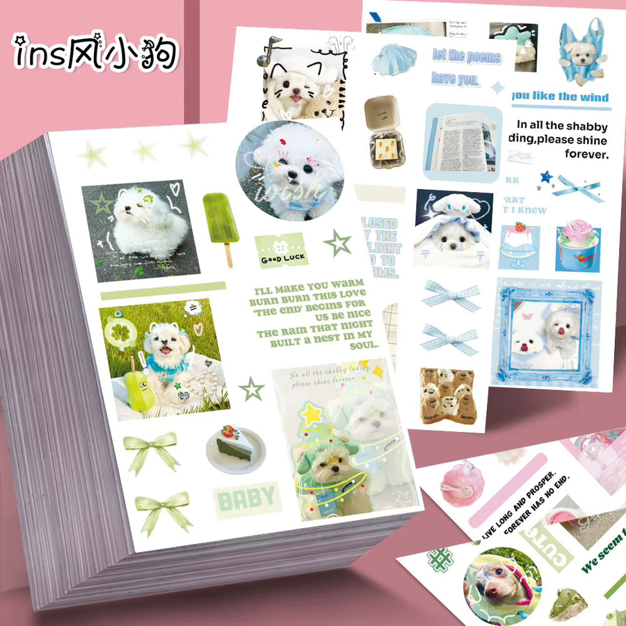 8-teiliges Set niedliche Welpenaufkleber im Ins-Stil von BulingBulingStickers Store in Multicolor zur Dekoration von Handyhüllen, Notizbüchern und Wasserflaschen - Bild 2