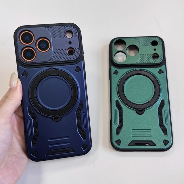 Rüstung stoßfeste Handyhülle mit rotierendem magnetischem Ring für Apple iPhone kompatibel mit MagSafe in Rot und Schwarz - Bild 1