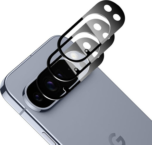 3-teiliger Kameralinsen-Schutz aus gehärtetem Glas für Google Pixel 10 Pro XL und Google Pixel 9 Pro XL in Schwarz und Transparent - Bild 1