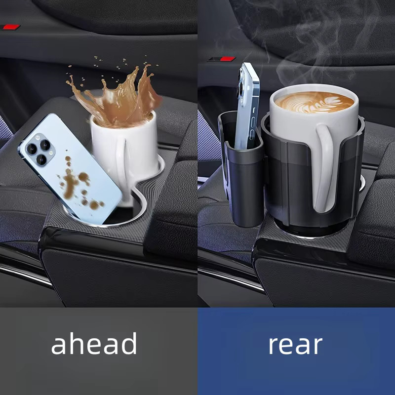 Multifunktionaler Auto-Getränkehalter und Handyhalter in Schwarz - Bild 4