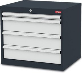 STIER Schubladenschrank aus Stahl mit 4 Schubladen, B/T/H: 70,0 x 57,5 x 62,0 cm - Bild 1