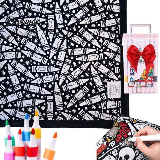 Hercules Personalisierbare DIY Maldecke für Kinder mit 24 Stiften, weiß-schwarz, B: 59 cm x B: 45 cm - Bild 1