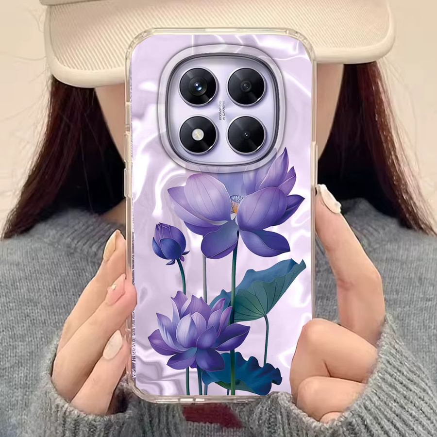 INS Lotus Floral Handyhülle für Xiaomi Redmi Note und diverse Modelle in Bunt und Lila - Bild 2