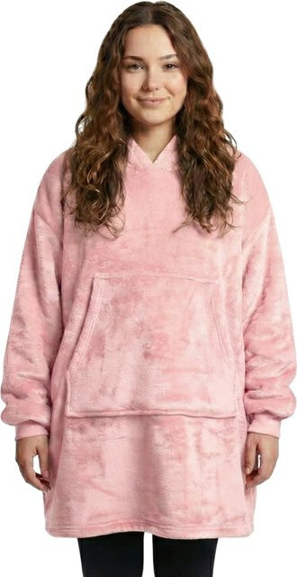 NYVI IamFlauschi Hoodie Decke mit Ärmeln, Kapuze und Kängurutasche in Rosé-Pink, Größe S/M, B/T: 75 x 75 cm - Bild 1