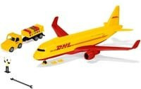 SIKU DHL Frachtflugzeug Modellfahrzeug Set mit Zubehör in Gelb, Rot und Blau/Weiß aus Kunststoff - Bild 1