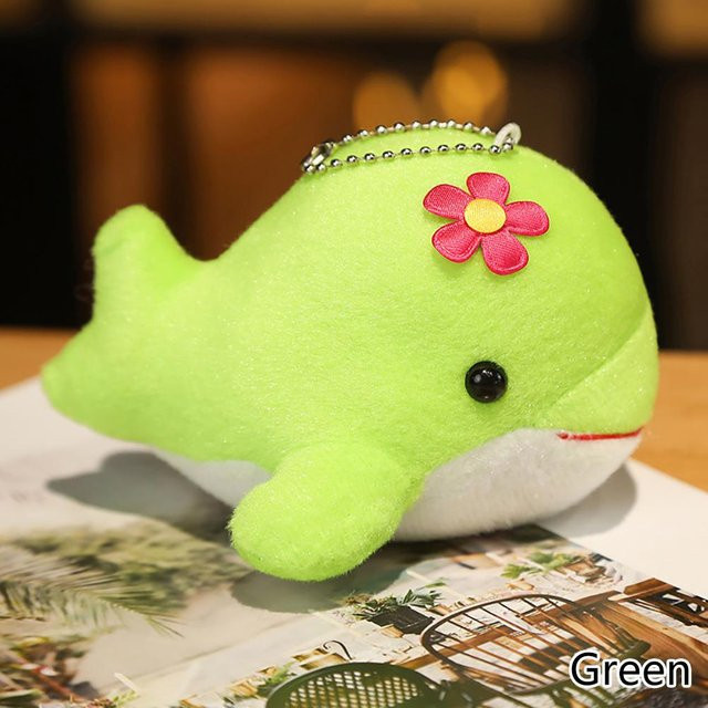 Yiran Health & Beauty Delfin Plüschtier mit Blume, Schlüsselanhänger - Bild 1