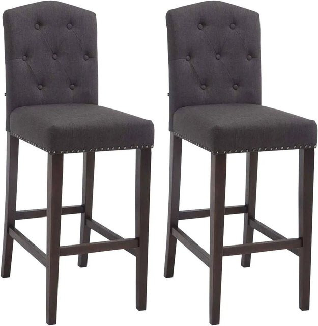 DELUKE 2er Set Barhocker LIKEL aus Stoff in Dunkelgrau und Dunkelbraun mit Lehne, B/T/H: 42 x 57 x 113 cm - Bild 1