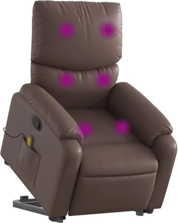 vidaXL Massagesessel Modell 8 mit Aufstehhilfe in Braun aus Kunstleder