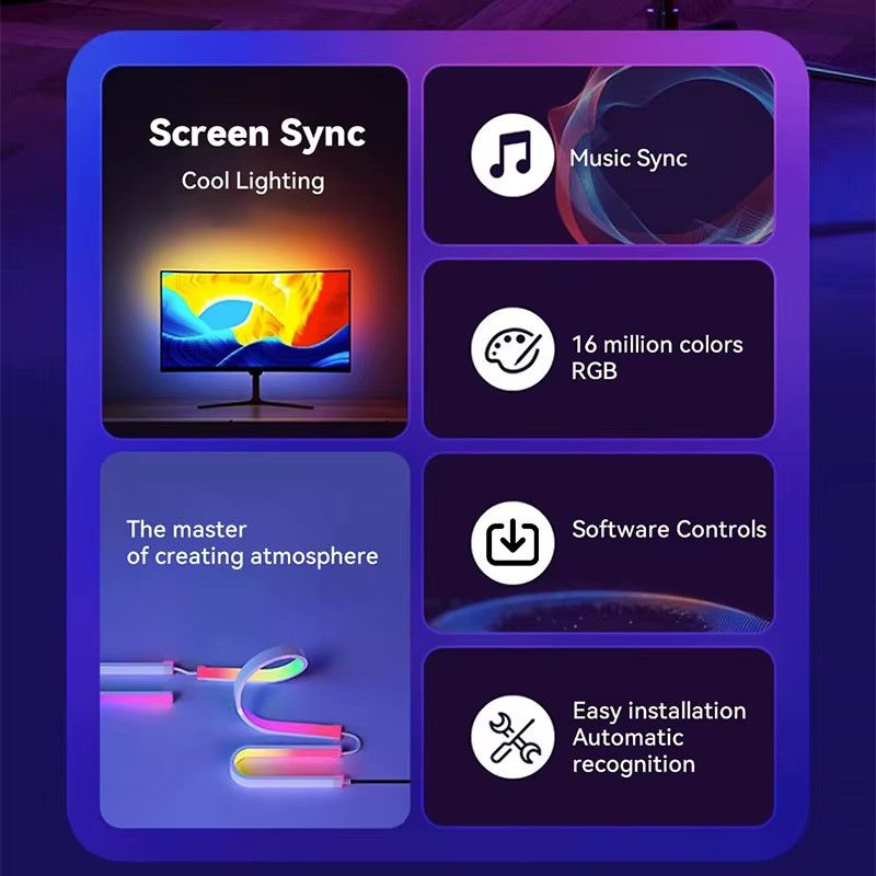 LINYILIGHT RGB LED-Lichtleiste für Computerbildschirm zur Ambilight Umgebungsbeleuchtung und PC-Hintergrundbeleuchtung - Bild 2