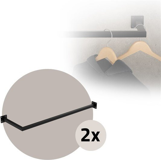 ML-Design 2er Set Kleiderstange für die Wandmontage aus Stahl in Schwarz matt, B/H: 90 x 30 cm - Bild 1