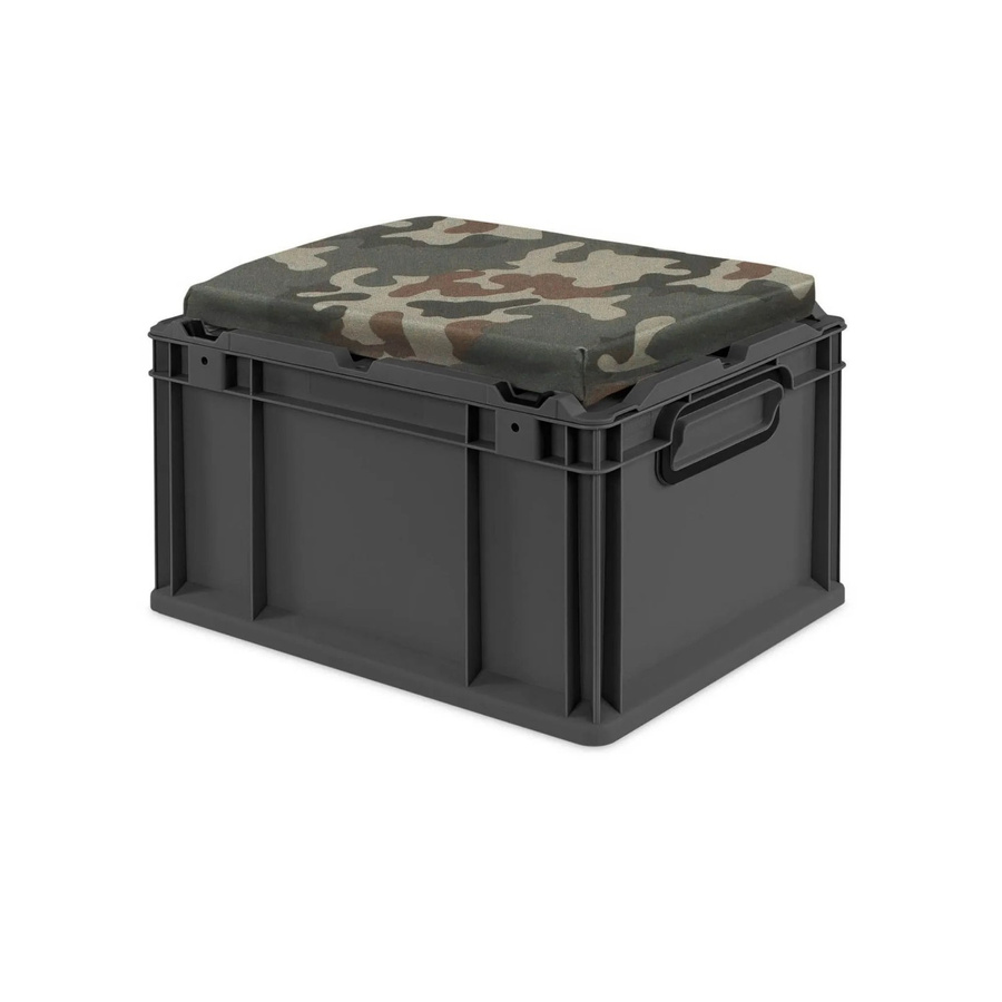 PROREGAL Eurobox Nextgen Seat Box Camouflage Sitzbox in Schwarz und Grün, H x B x T: 26,5 x 30 x 40 cm - Bild 2