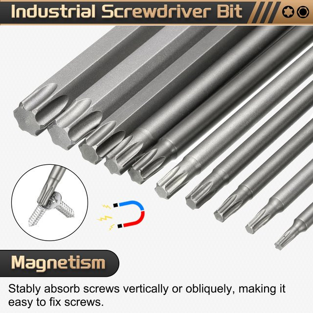 UXCELL Torx-Schraubendreher-Bits Set T5-T50 mit 1/4 Zoll Sechskantschaft, magnetisch, S2-Stahl, Farbe: Silber - Bild 1