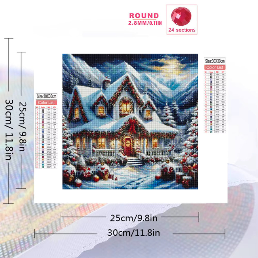 YUTTEE Diamantmalerei Winterlandschaft mit Haus und Bäumen als DIY Mosaik-Set für Erwachsene, Mehrfarbig - Bild 2