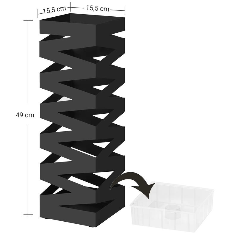 Schirmständer SONGMICS mit Wasserauffangschale und Haken, Schwarz, Höhe: 49 cm - Bild 5