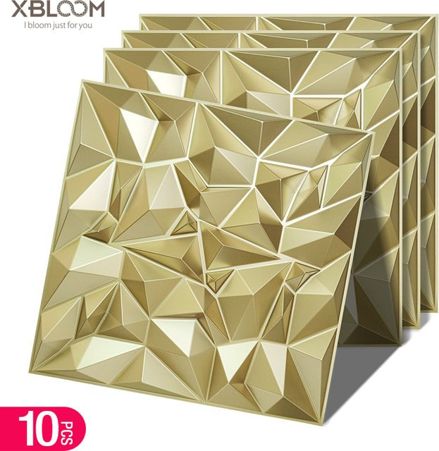 10 Stück XBLOOM 3D-Wandpaneele mit Diamant-Design in Weiß, Schwarz oder Gold, quadratisch, B/B: 30 x 30 cm - Bild 1